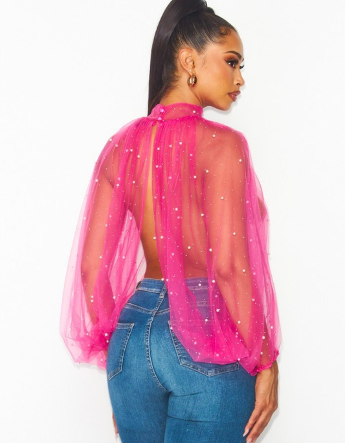 Pink Sheer Organza Blouse