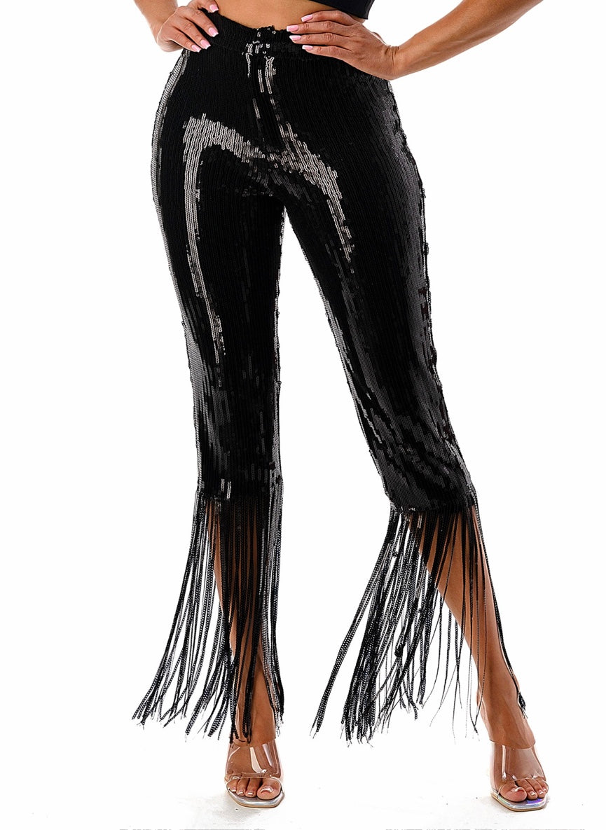Sequin Fringe Pants