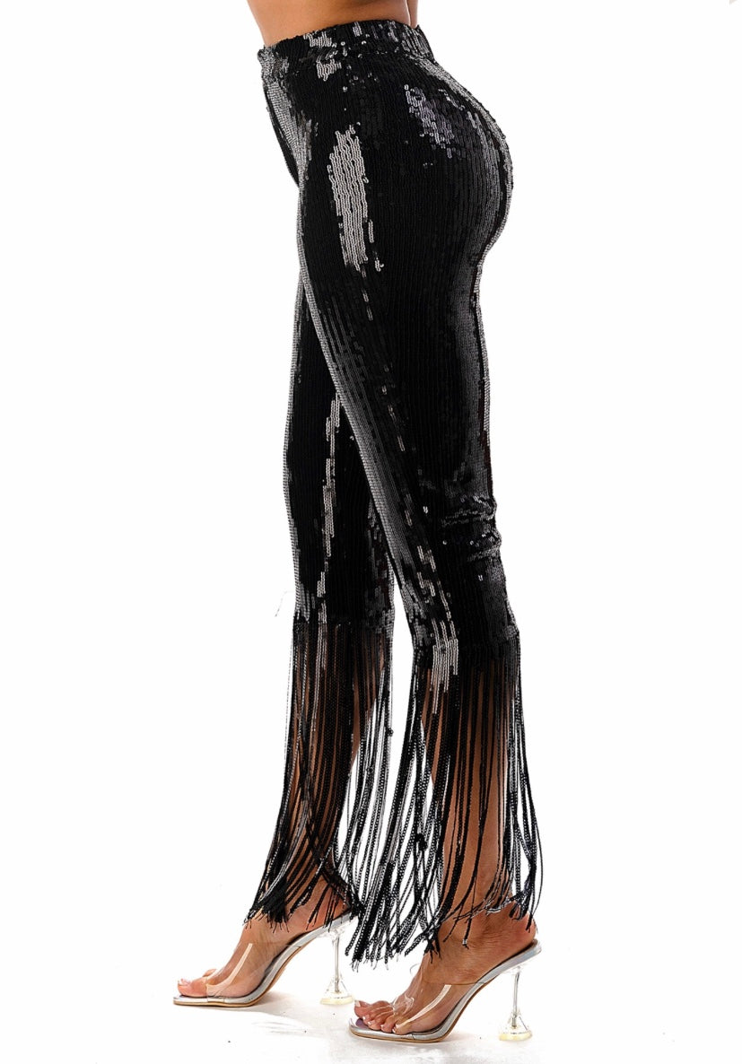Sequin Fringe Pants