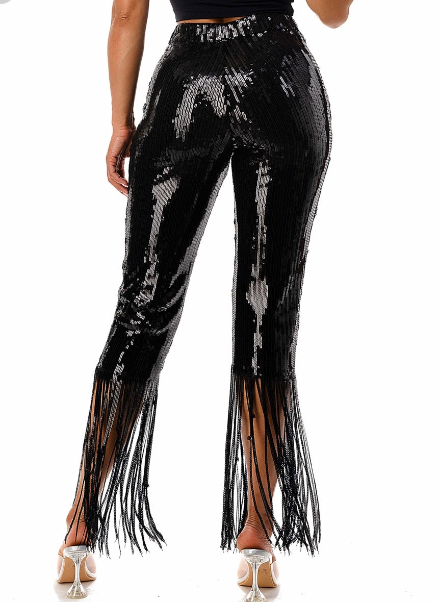 Sequin Fringe Pants