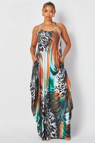 Teal Print Sundress