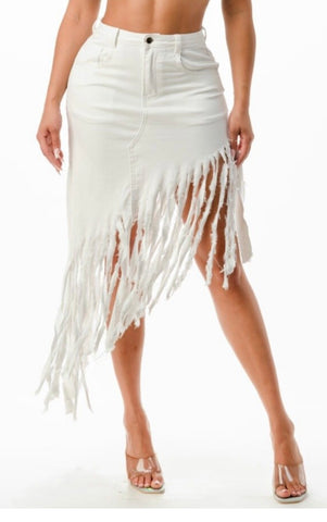Distressed Denim Skirt