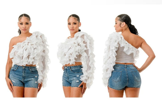 White Ruffle Blouse