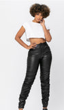 Ruched Faux Leather Pants